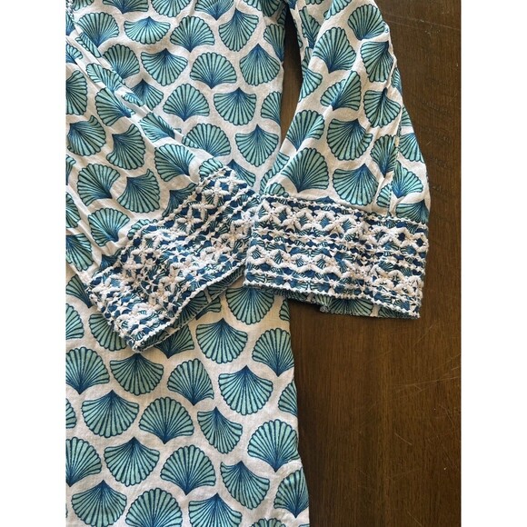 SIGRID OLSEN Beach Cover Up Tunic Top Small Blue Embroidered 3/4 Sleeves Boho - Picture 8 of 10